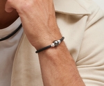 Tahitian Round Pearl Rubber Bracelet for Men - Model Image