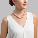 11.5-12.5mm Pink Freshwater Pearl Necklace - AAAA Quality - Model Image