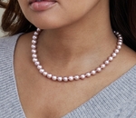 8.0-8.5mm Pink Freshwater Pearl Necklace - AAAA Quality - Model Image