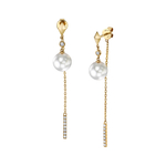 Japanese Akoya Pearl & Diamond Threader Krystal Earrings