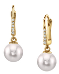 Japanese Akoya Certified Hanadama Pearl & Diamond Susan Earrings