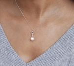 Freshwater Pearl & Diamond Aria Pendant - Model Image