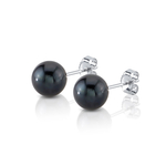 6.5-7.0mm Black Akoya Round Pearl Stud Earrings