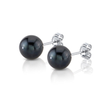 7.0-7.5mm Black Akoya Round Pearl Stud Earrings