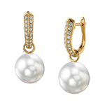 14K Gold White South Sea Pearl & Diamond Charlie Earrings