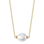 14K Gold White Freshwater Pearl and Chain Eliana Necklace