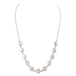 White Freshwater Cultured Coin Pearl Emery Necklace for Women