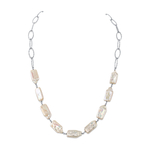 White Freshwater Cultured Keshi Pearl Lilian Necklace for Women