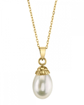 14K Gold White Freshwater Cultured Pearl Devon Pendant