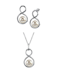 White Freshwater Pearl Infinity Pendant & Earring Set