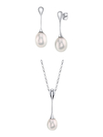 Freshwater Pearl Long Teardrop Pendant & Earrings Set