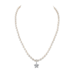 4.0-4.5mm White Freshwater Oval Pearl Star Necklace