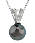 Tahitian South Sea Pearl & Diamond V-Shape Pendant