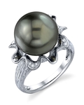 Tahitian South Sea Pearl & Diamond Robin Ring