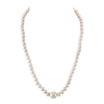 6.0-6.5mm White Freshwater Oval Pearl Via Necklace