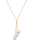 14K Gold Japanese Akoya Pearl Tincup Cluster Pendant