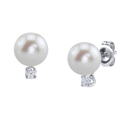 Freshwater Pearl & Diamond Classic Earrings