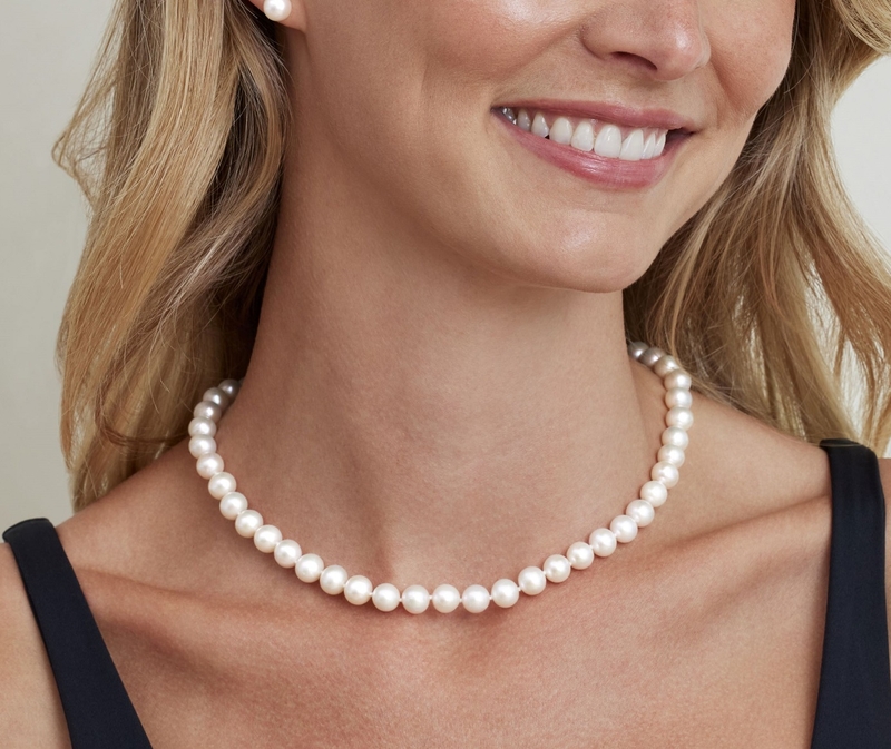 8.0-8.5mm White Freshwater Pearl Necklace - AAAA Quality
