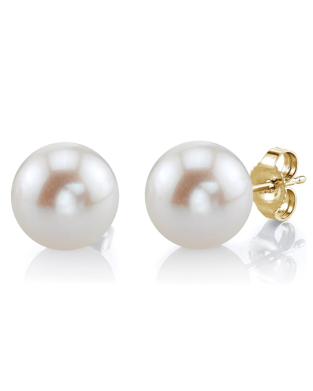13mm White Freshwater Round Pearl Stud Earrings