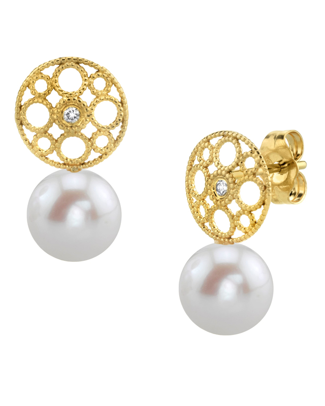 Freshwater Pearl & Diamond Faye Earrings