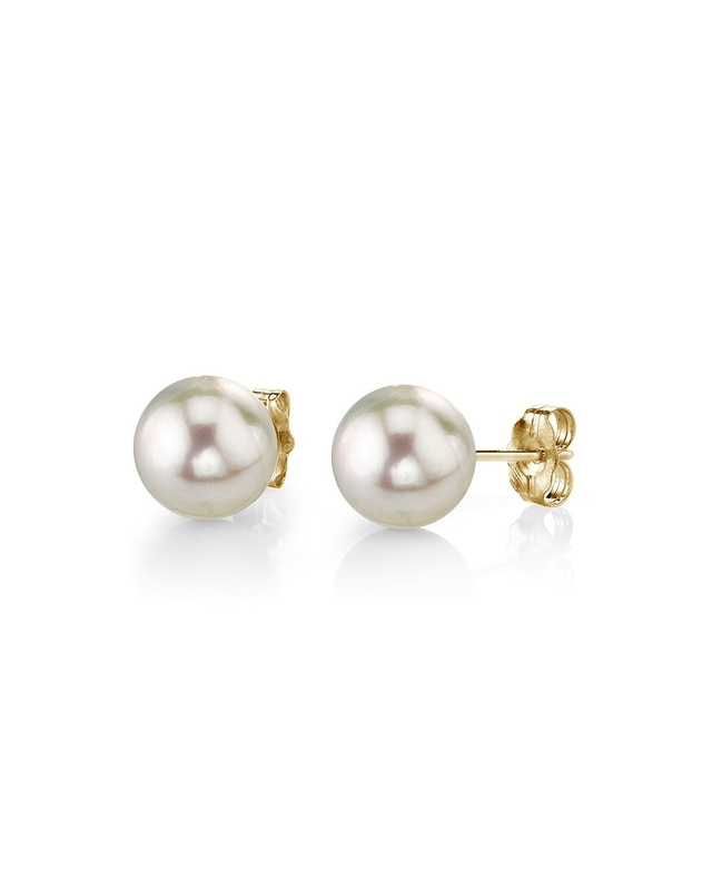 5.0-5.5mm White Akoya Round Pearl Stud Earrings