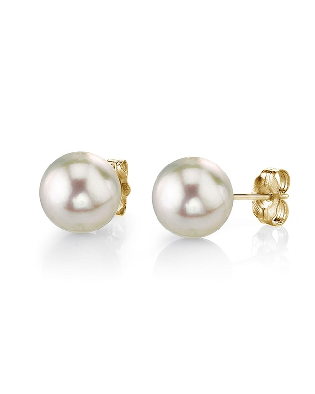 8.5-9.0mm White Akoya Round Pearl Stud Earrings