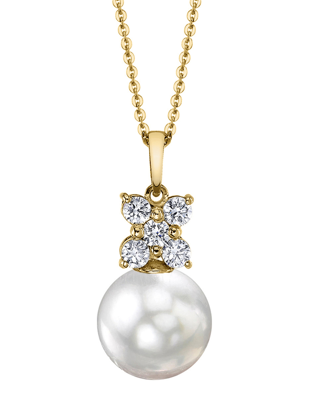 White South Sea Pearl & Diamond Dahlia Pendant