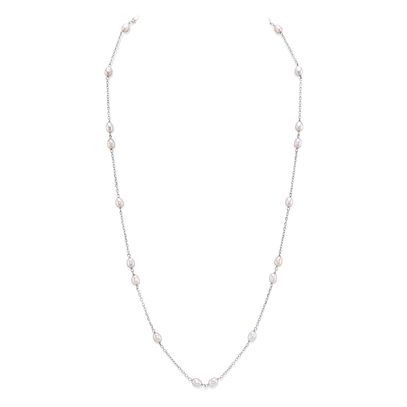 White Freshwater Pearl Tincup Anna Necklace