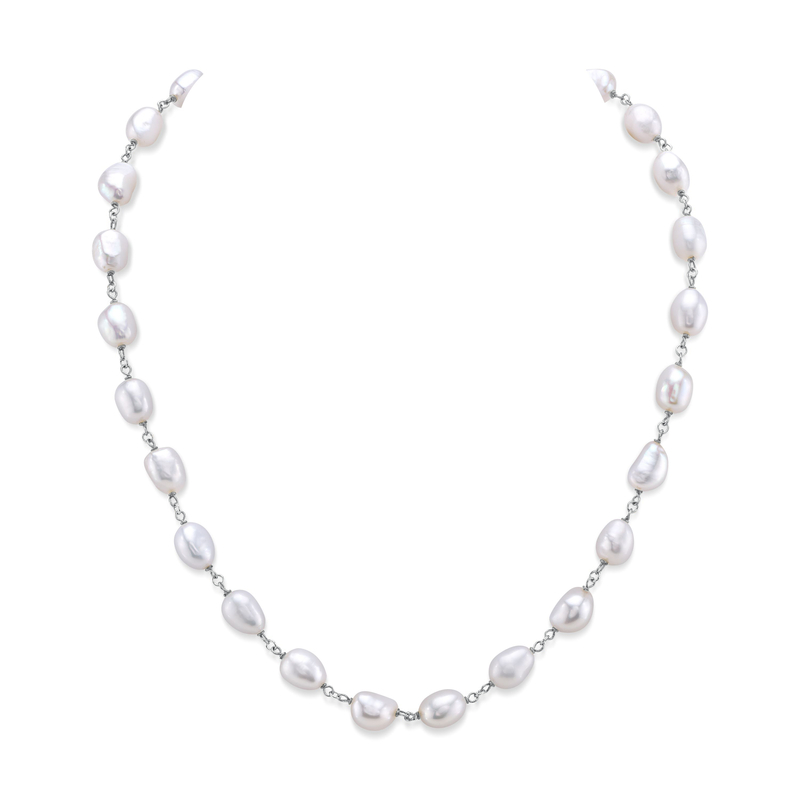 White Freshwater Baroque Pearl Gemma Necklace