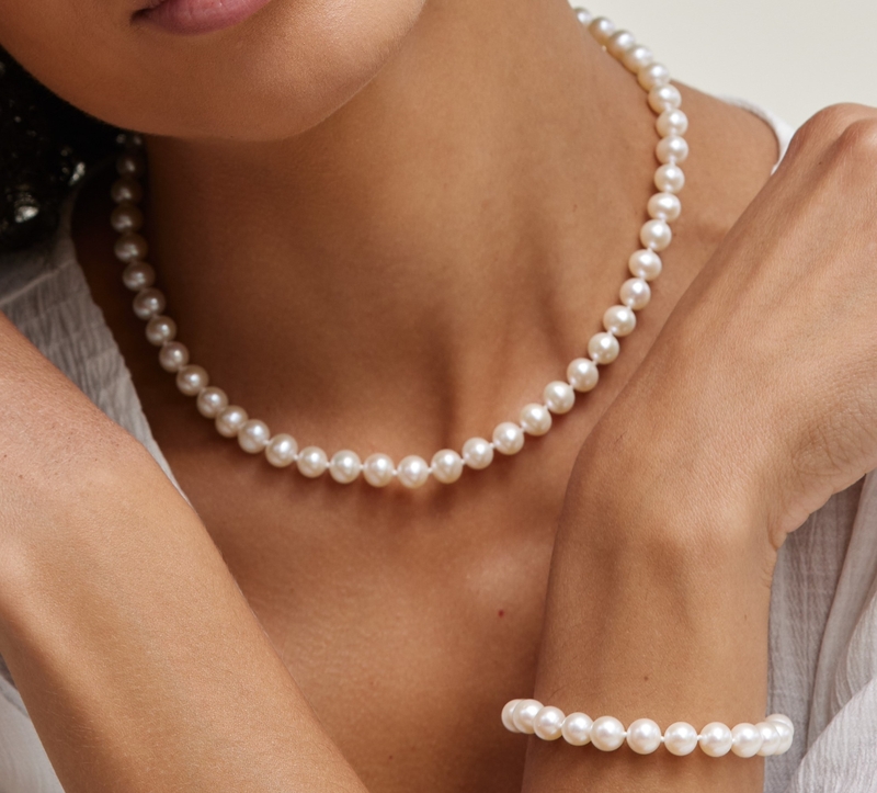 7.0-7.5mm White Freshwater Pearl Necklace - AAA Quality