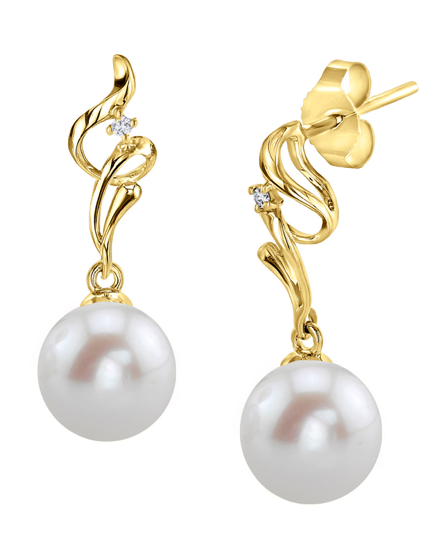 14K Gold Freshwater Pearl & Diamond Aria Earrings