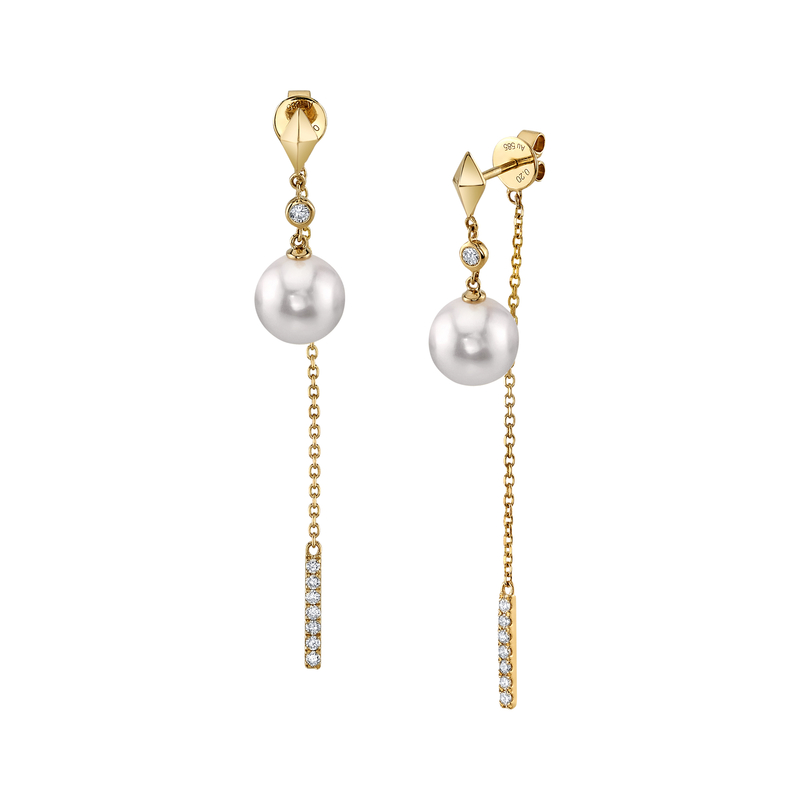 Freshwater Pearl & Diamond Threader Krystal Earrings