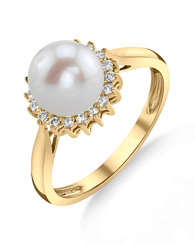 Freshwater Pearl & Diamond Tessie Ring