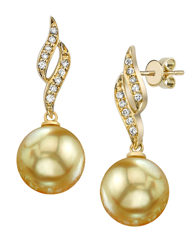 Golden South Sea Pearl & Diamond Suzanna Earrings