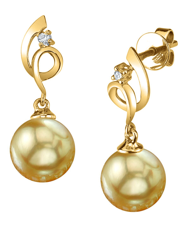 14K Gold Golden Pearl & Diamond Symphony Earrings