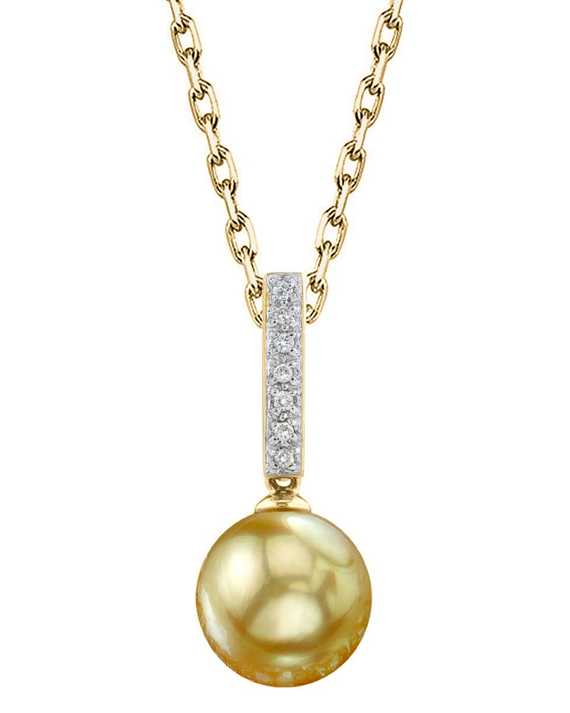 Golden Pearl Dangling Diamond Pendant