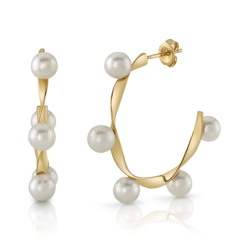 White Freshwater Cultured Pearl Hoop Kinsley Earrings