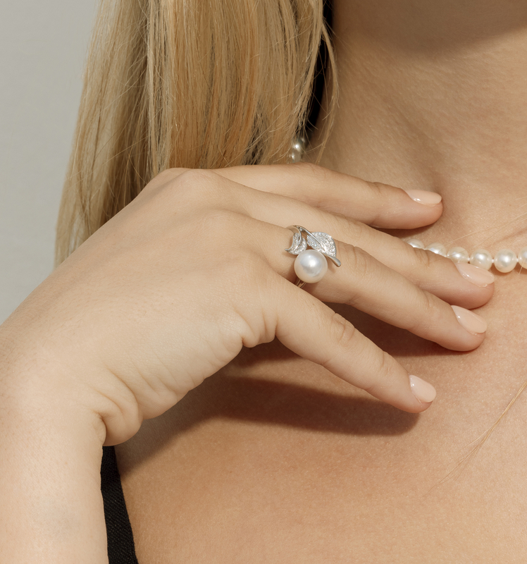 South Sea Pearl & Diamond Eva Ring - Model Image