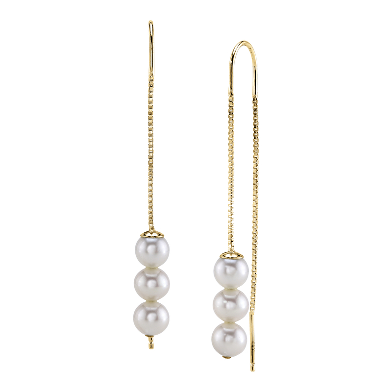 Triple White Freshwater Pearl Louise Earrings