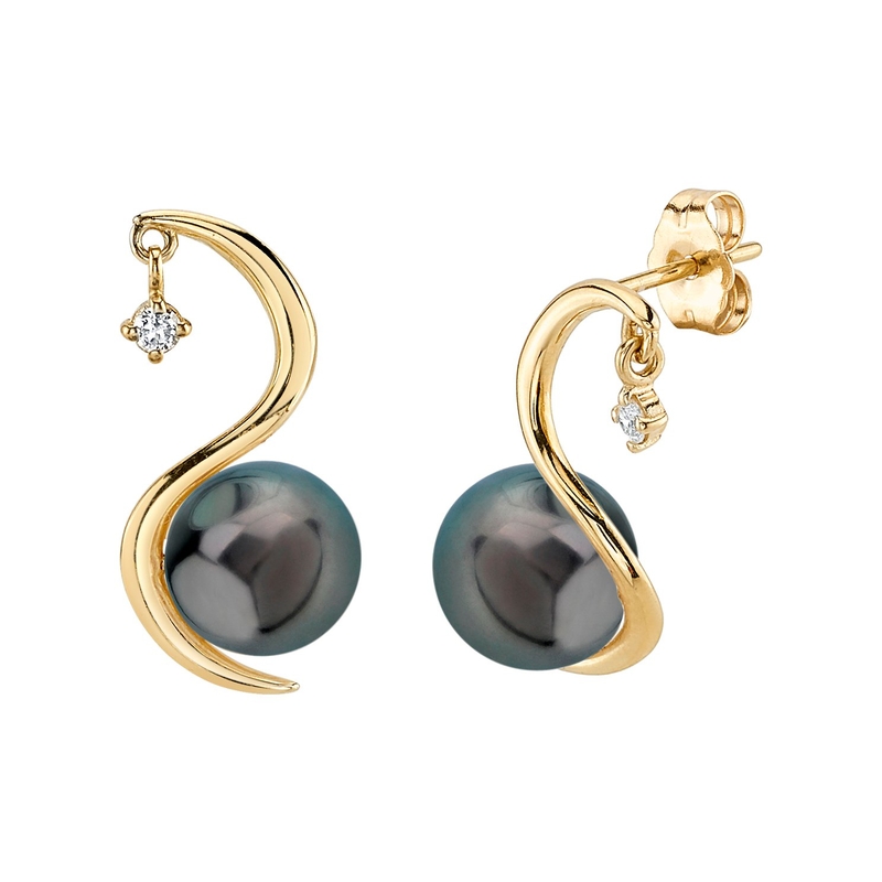 Tahitian South Sea Pearl & Diamond Ellis Earrings