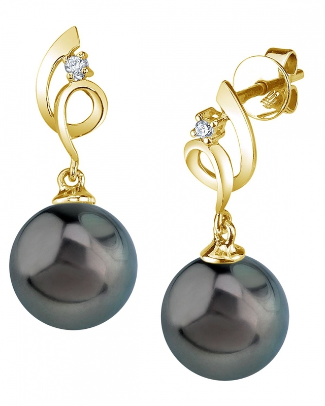 14K Gold Tahitian South Sea Pearl & Diamond Symphony Earrings