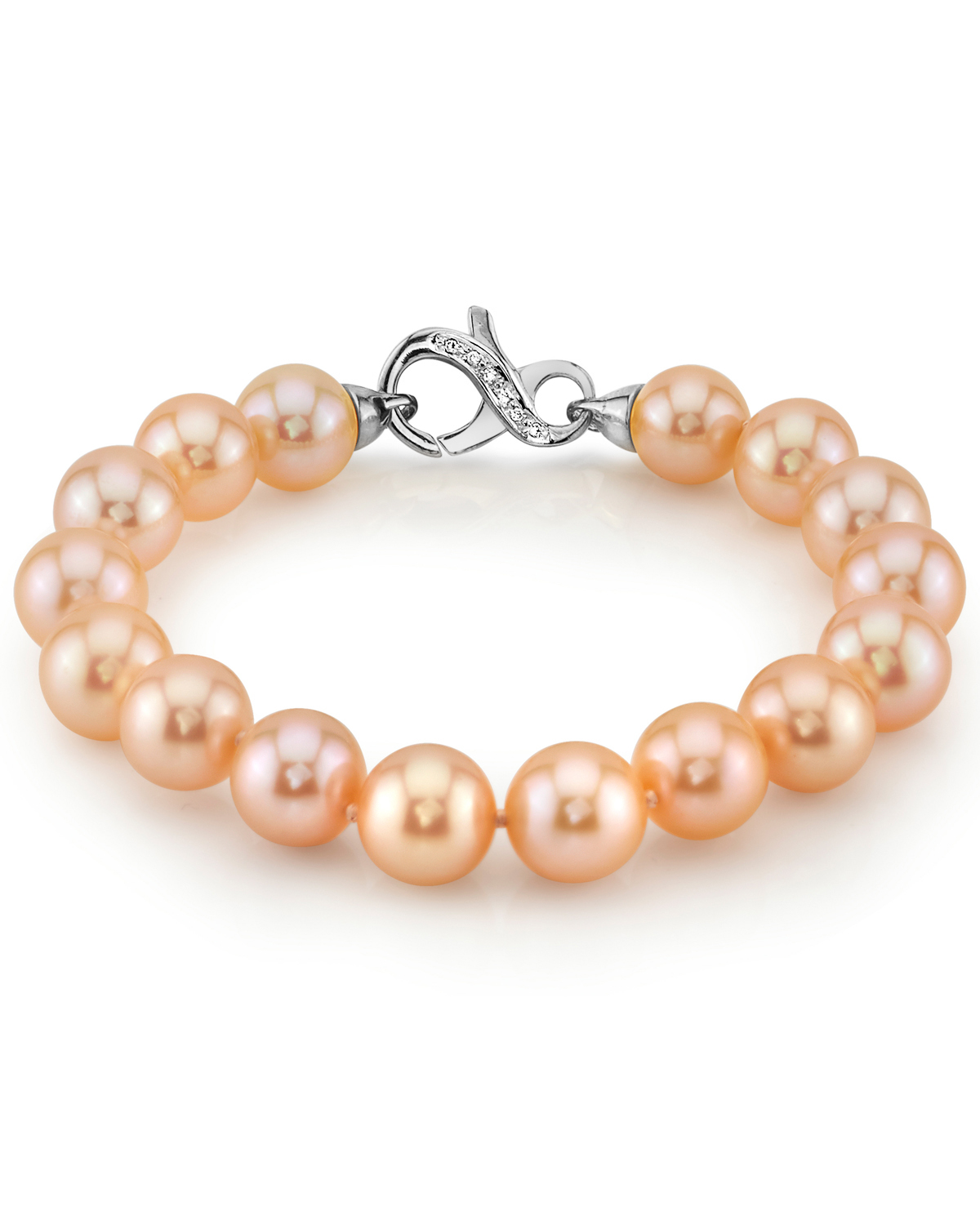 10.5-11.5mm Peach Freshwater Pearl Bracelet - AAAA Quality