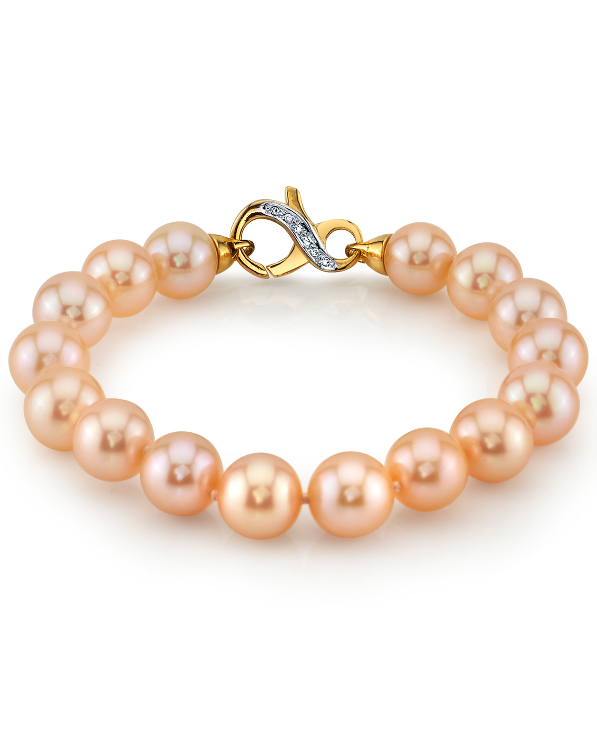 10.5-11.5mm Peach Freshwater Pearl Bracelet - AAAA Quality