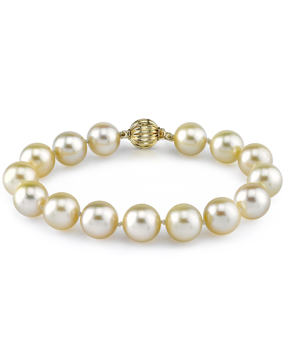 9-10mm Champagne Golden South Sea Pearl Bracelet