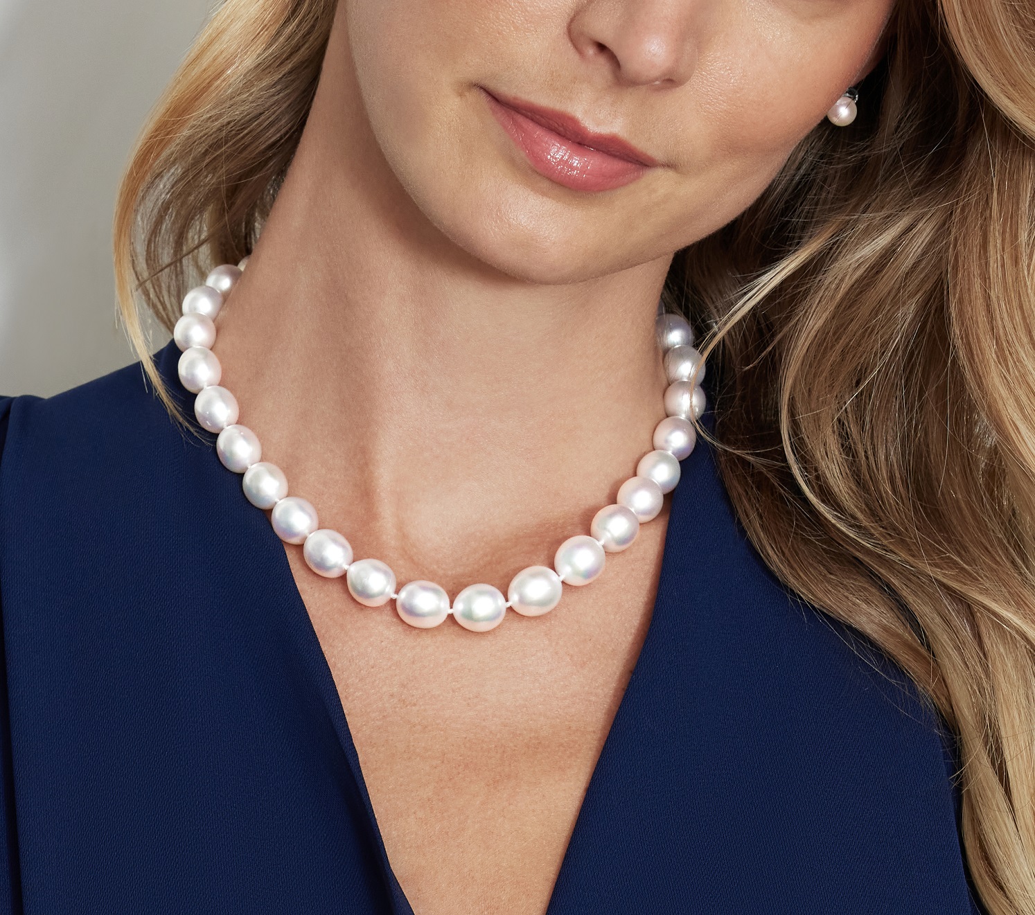 10-12mm White South Sea Drop Oval Pearl Necklace - AAA Quality