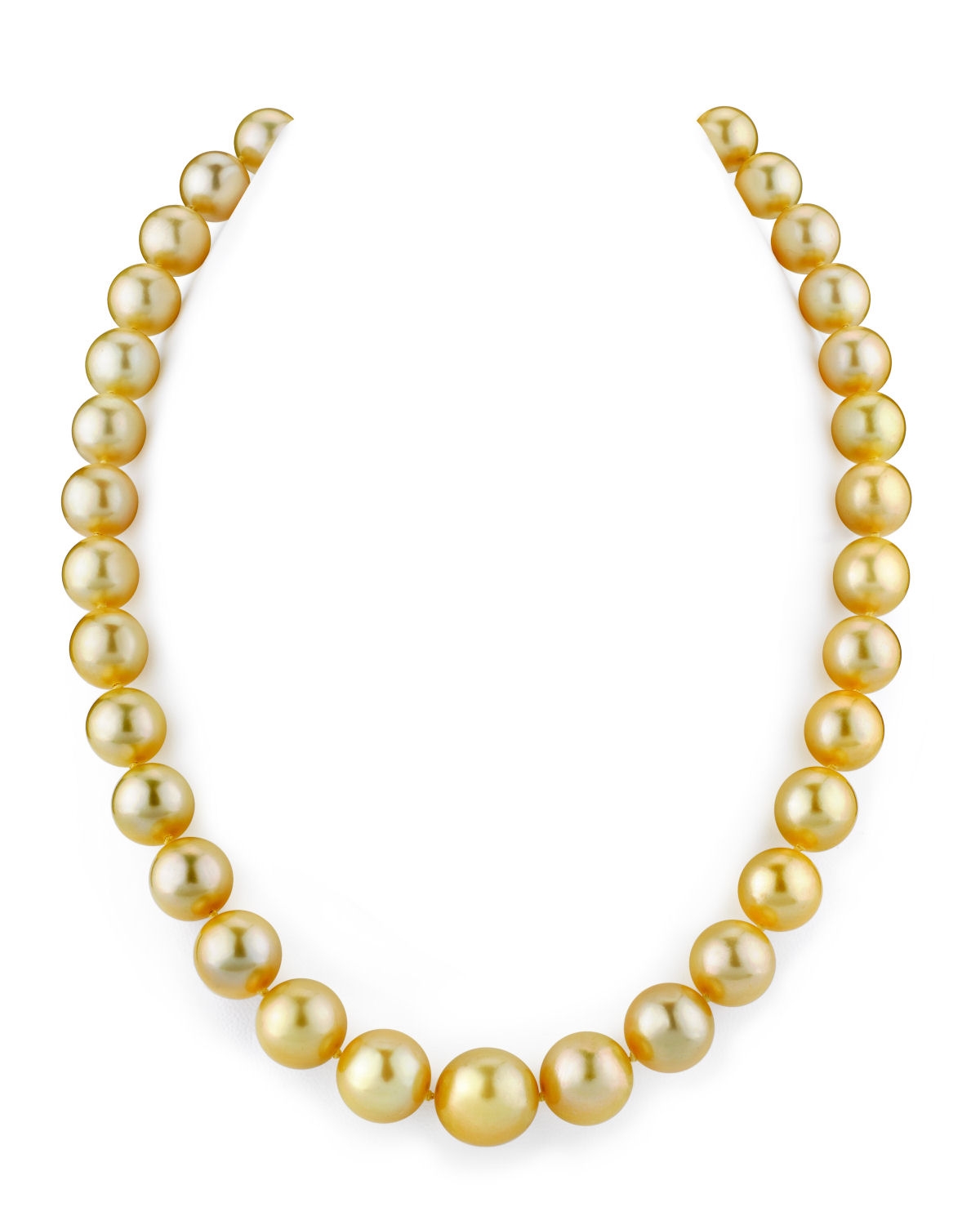 10-12mm Golden Round South Sea Pearl Necklace - AAA Quality