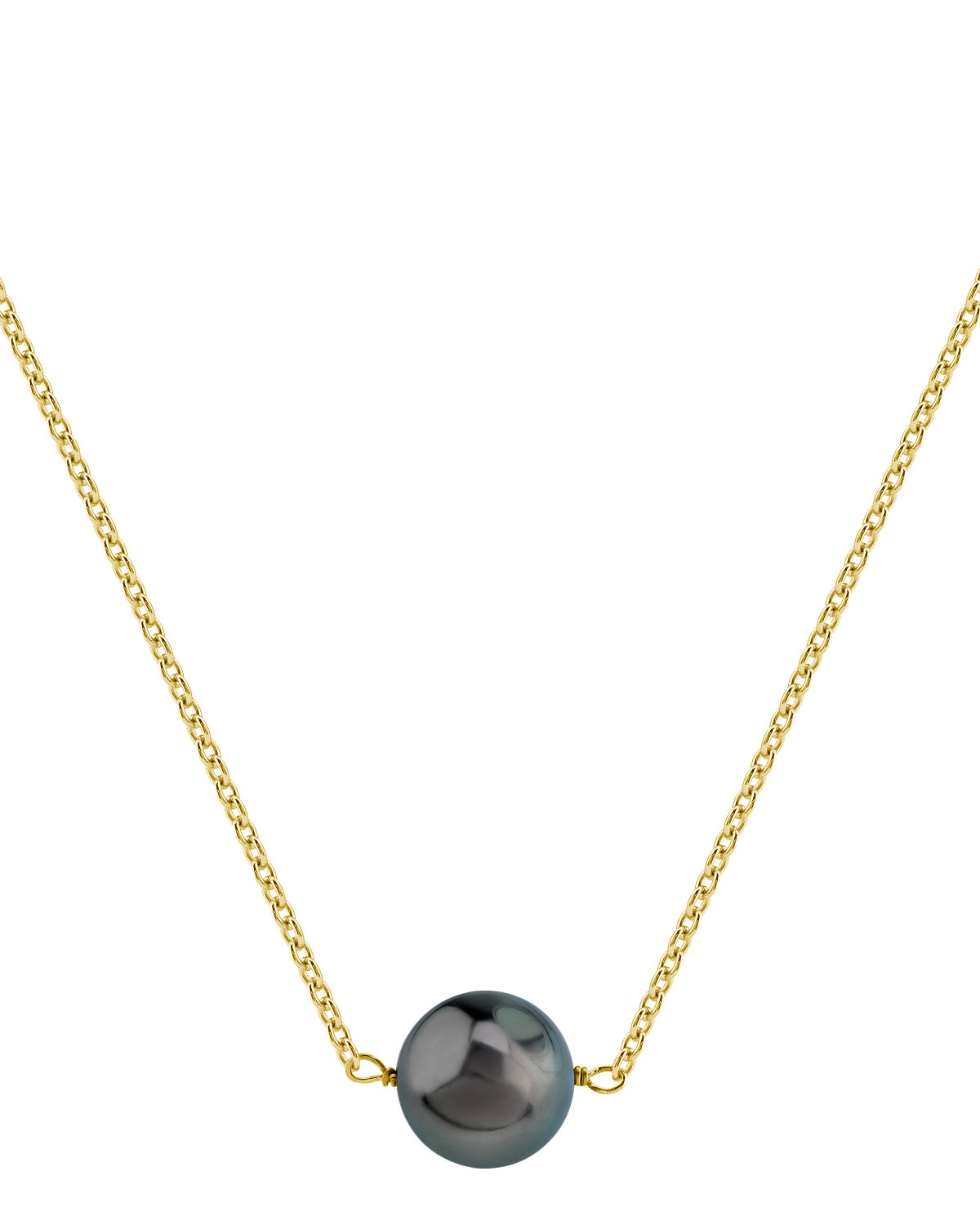 Tahitian South Sea Round Solitaire 14K Pearl Necklace