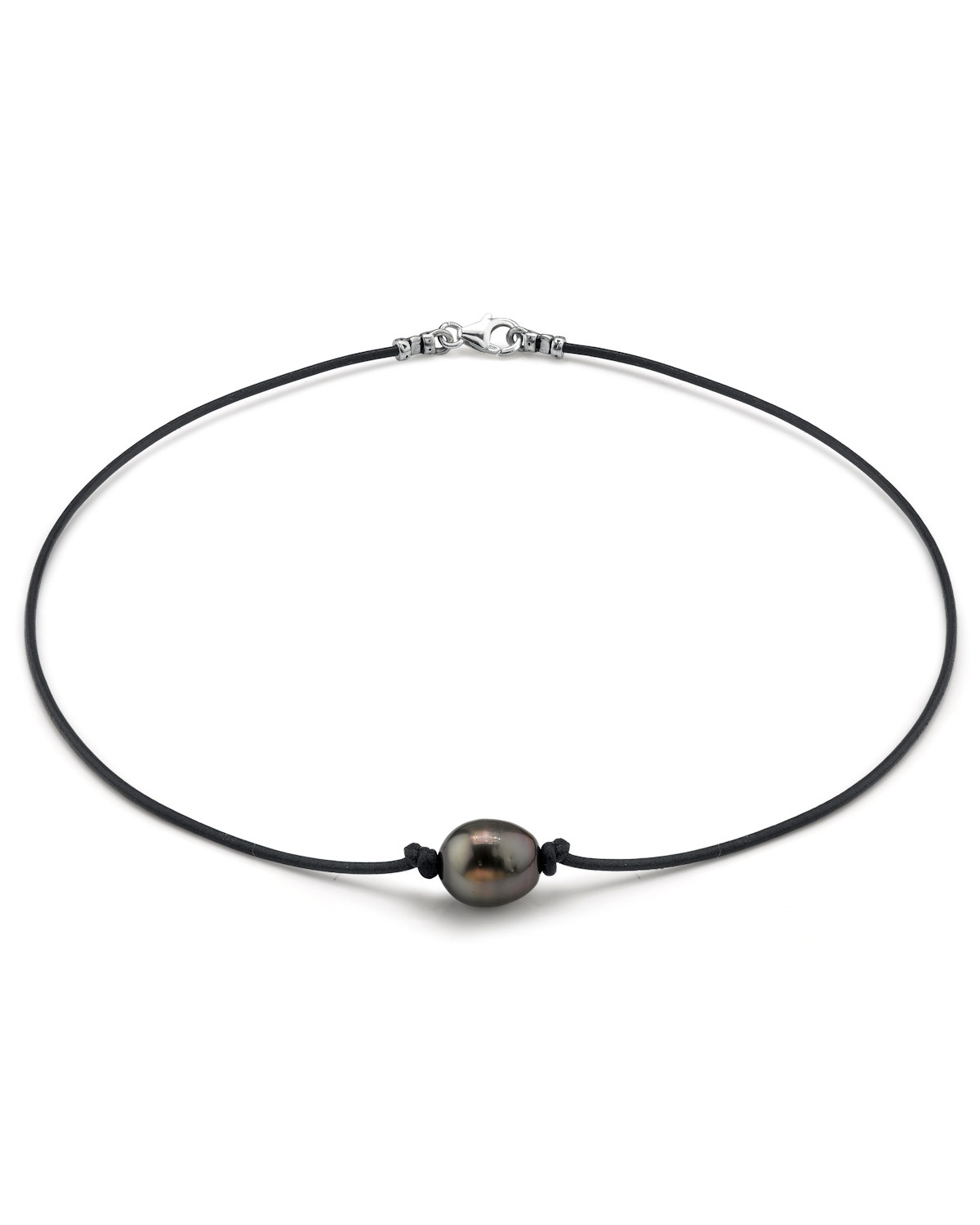 Tahitian Baroque Pearl Leather Necklace for Men