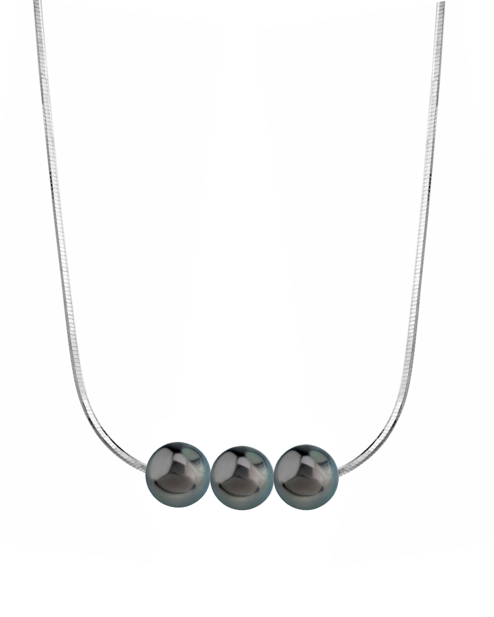 Pearl Moments - 10mm Tahitian South Sea Pearl Silver Adjustable Chain Necklace