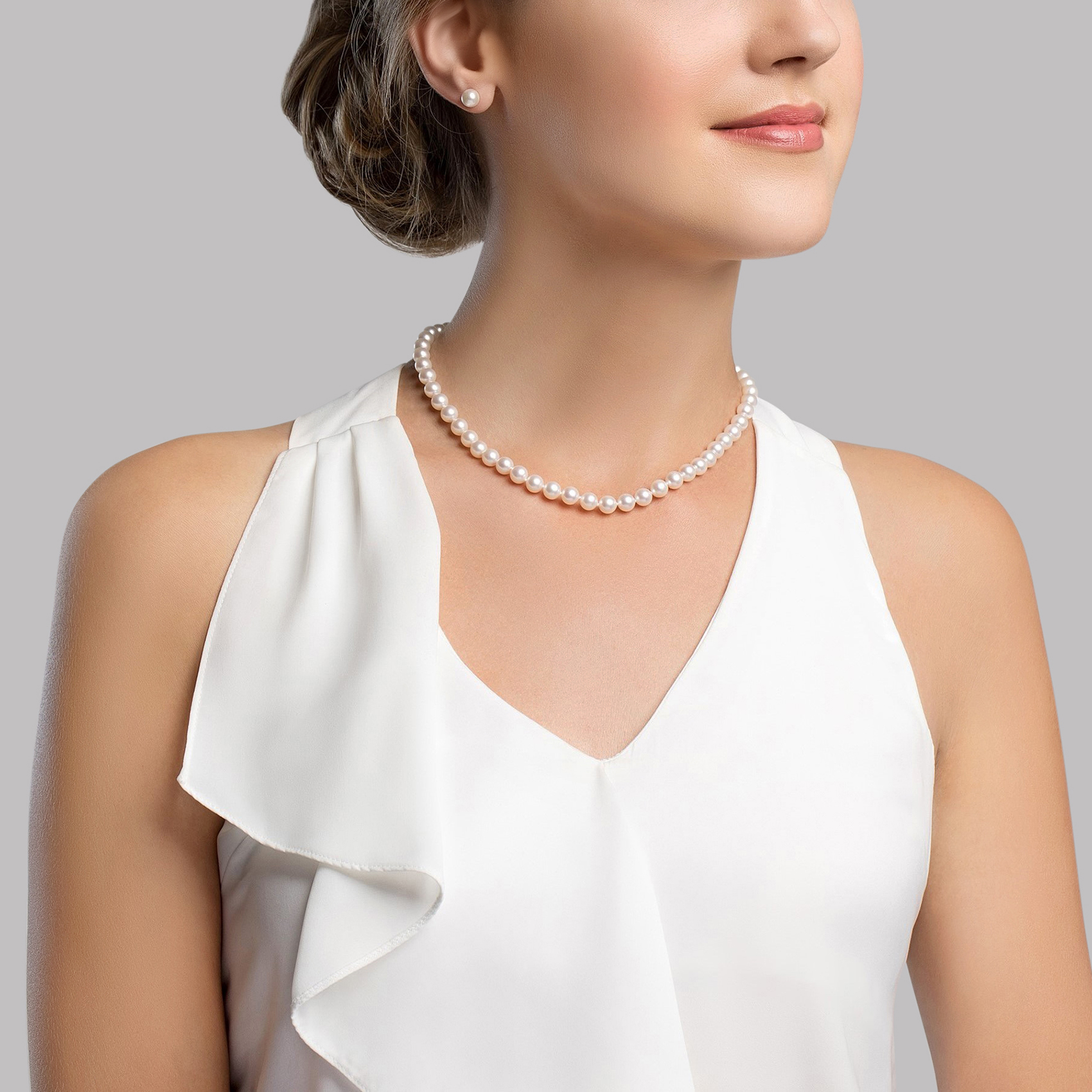 6.0-6.5mm Japanese Akoya Pearl Necklace & Earrings